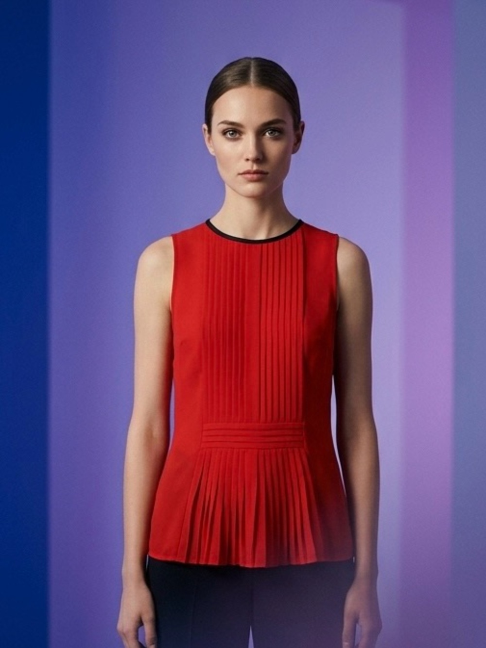 Zara Red Pleated Tank Top